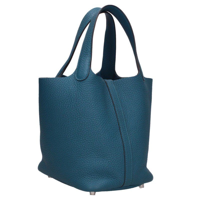 Hermes Picotin Lock PM Silver Taurillon Clemence Vert Bosphore Handbag PM — view 2