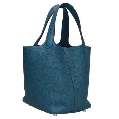 Hermes Picotin Lock PM Silver Taurillon Clemence Vert Bosphore Handbag PM — view 2