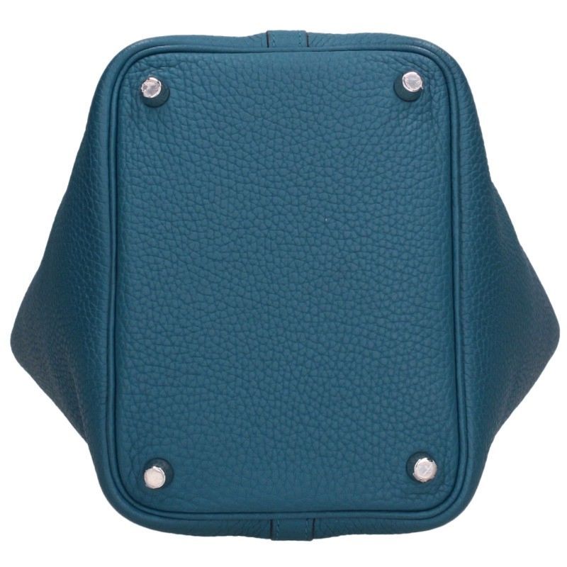 Hermes Picotin Lock PM Silver Taurillon Clemence Vert Bosphore Handbag PM — view 4