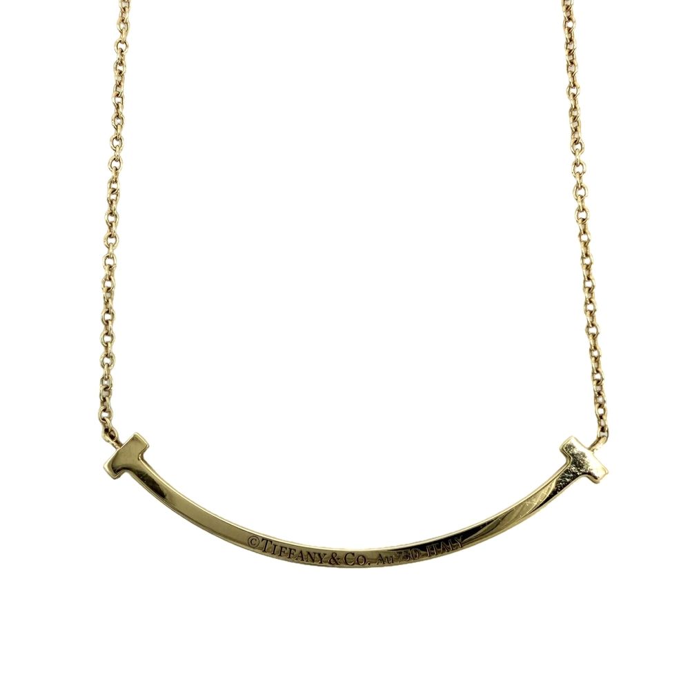 Tiffany & Co Necklace T Smile Small Pendant AdjustableYG 18k Yellow Gold — view 2