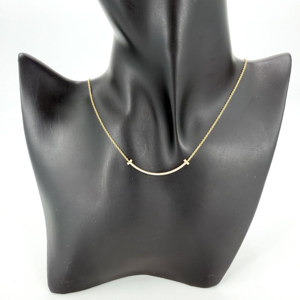 Tiffany & Co Necklace T Smile Small Pendant AdjustableYG 18k Yellow Gold — view 3