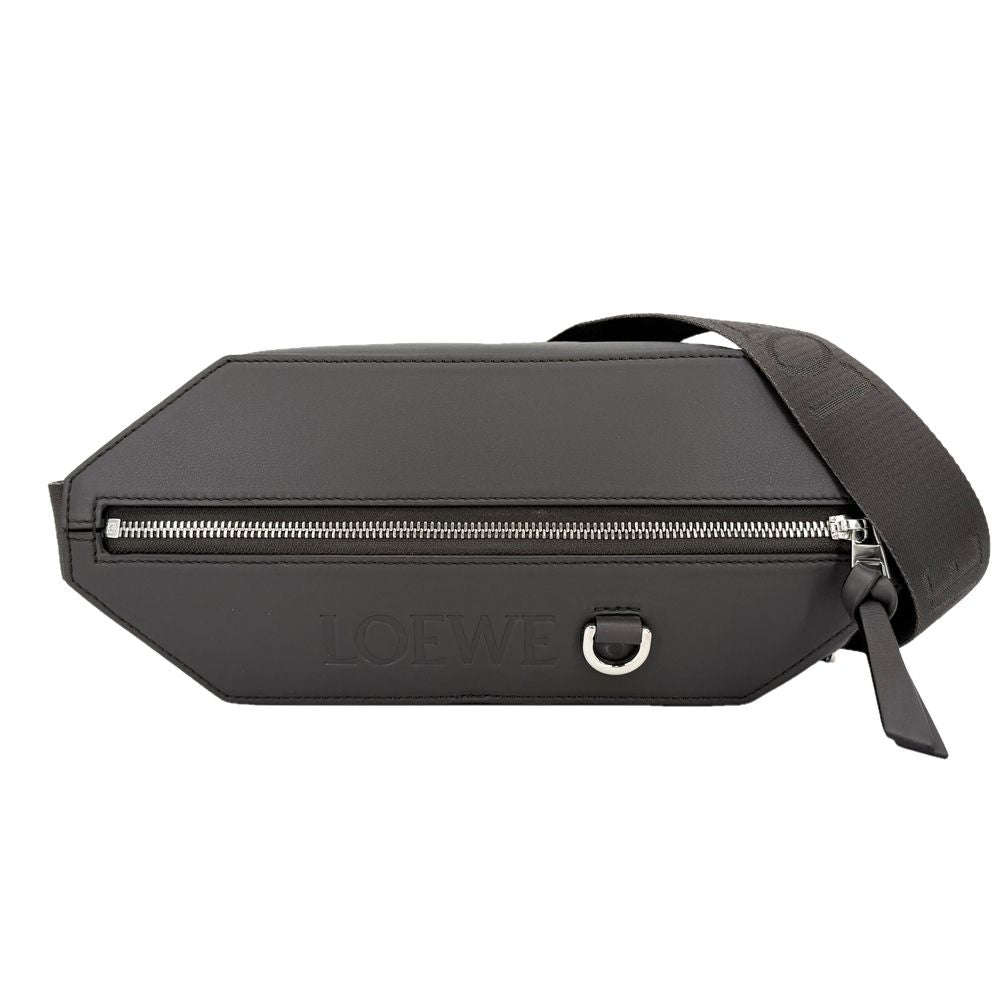 Loewe Belt Bag Convertible Shoulder Crossbody Leather Dark Gray Silver