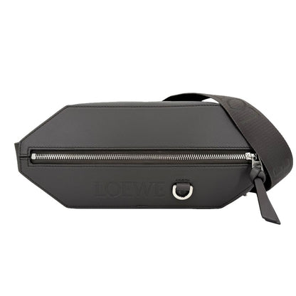 Loewe Belt Bag Convertible Shoulder Crossbody Leather Dark Gray Silver
