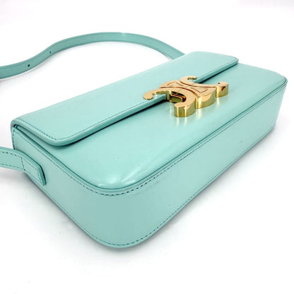 Celine Shoulder Bag Triomphe Claude Leather Light Blue Gold — view 3