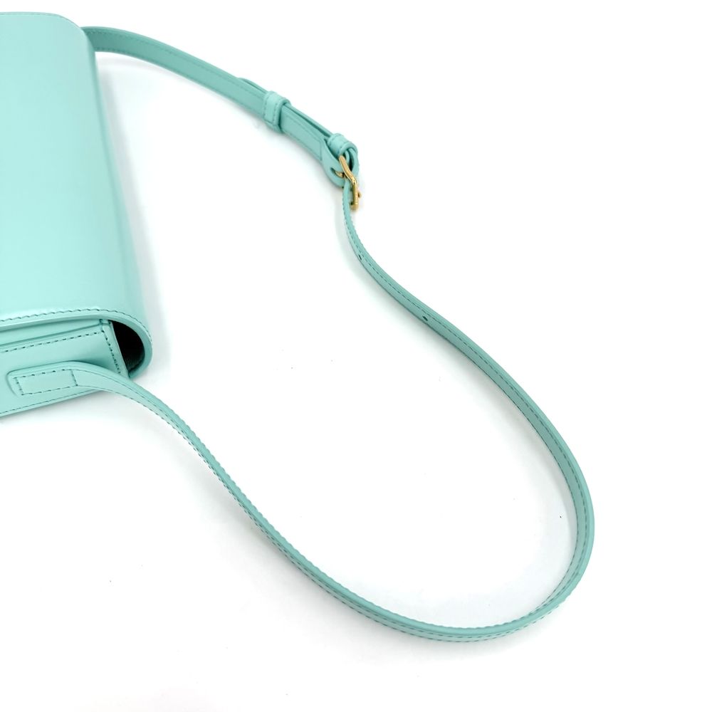 Celine Shoulder Bag Triomphe Claude Leather Light Blue Gold — view 8