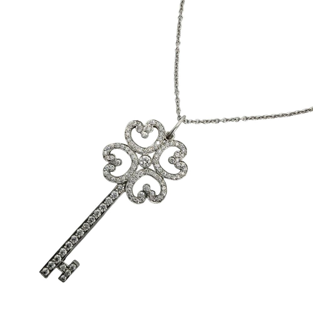 Tiffany & Co Necklace Quattra Heart Key Clover Platinum Diamond