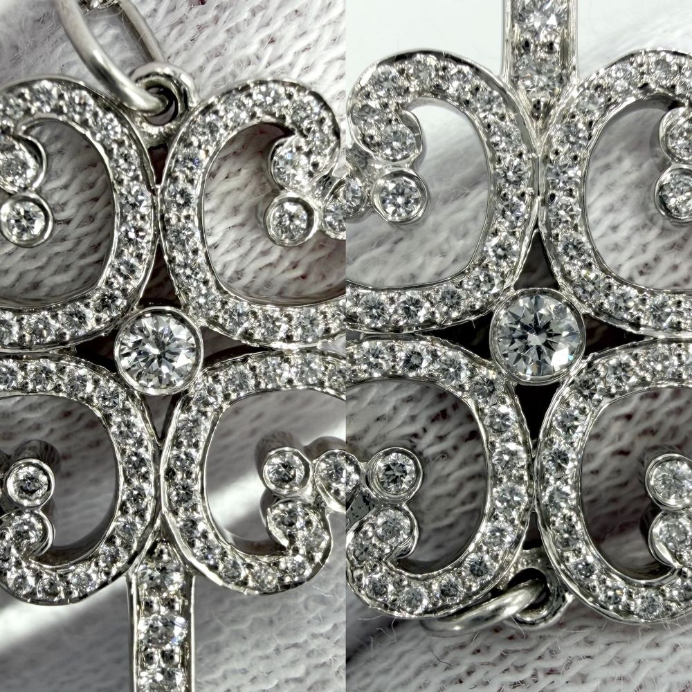 Tiffany & Co Necklace Quattra Heart Key Clover Platinum Diamond — view 4