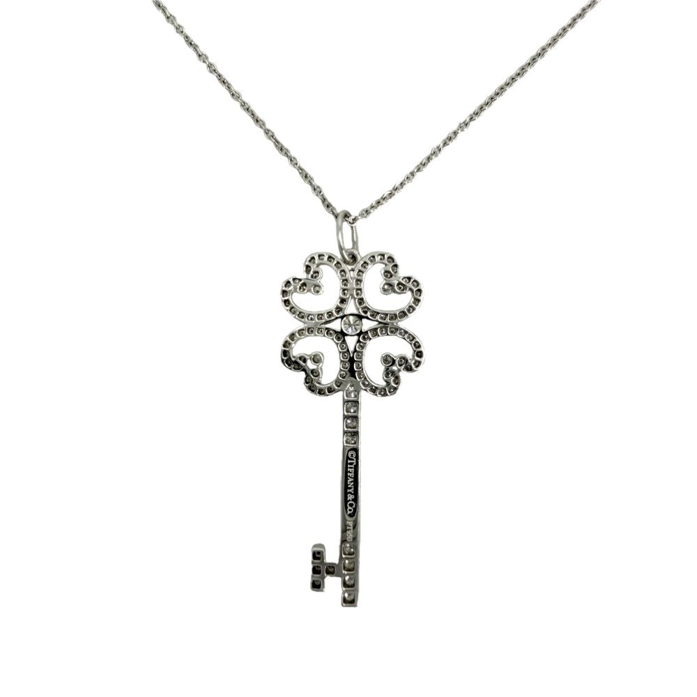 Tiffany & Co Necklace Quattra Heart Key Clover Platinum Diamond — view 2