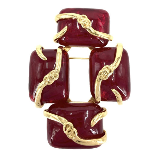 Chanel 94P Brooch CC Logo Gripoix Color Stone Gold