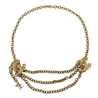 Chanel Belt Quilted Chain CC Logo Vintage Gold Plated