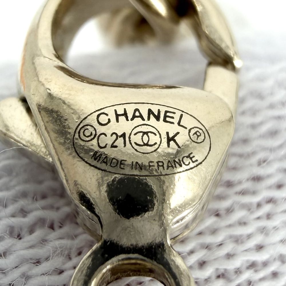 Chanel Necklace CC Logo Rhinestone Faux Pearl Gold — view 5