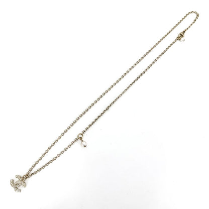 Chanel Necklace CC Logo Rhinestone Faux Pearl Gold — view 6