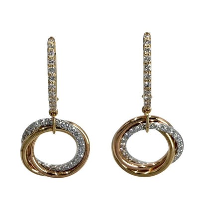 Cartier Earrings Trinity Hoop 18k Yellow Gold 18k Pink White