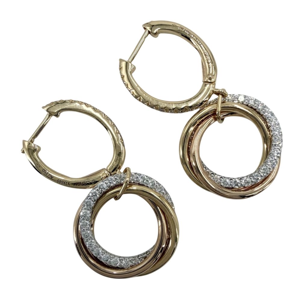 Cartier Earrings Trinity Hoop 18k Yellow Gold 18k Pink White — view 2