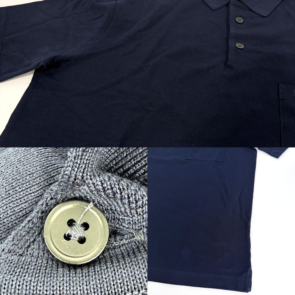 Hermes Polo Shirt H Embroidery Top Navy Cotton Spring Summer L — view 4