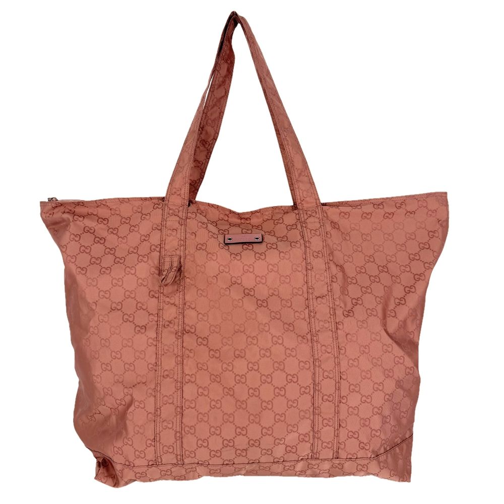 Gucci Tote Eco GG Pattern Shoulder Bag Nylon Pink Silver