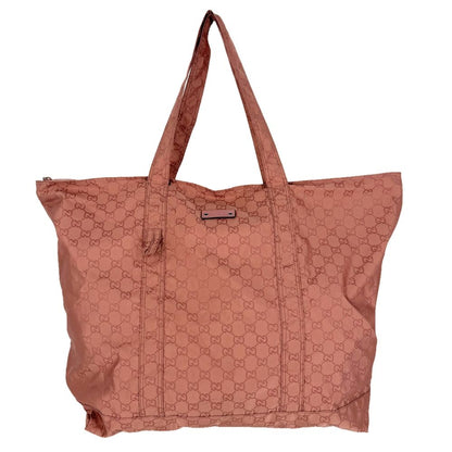 Gucci Tote Eco GG Pattern Shoulder Bag Nylon Pink Silver
