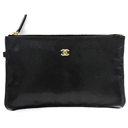 Chanel Shoulder Bag 25 Medium CC Logo Chain 25 Caviar Leather Black Gold — view 8