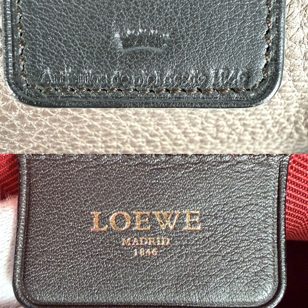 Loewe 2-Way Fusta Anagram Tote Shoulder Boston Bag Metallic Blanc Leather Brown — view 5