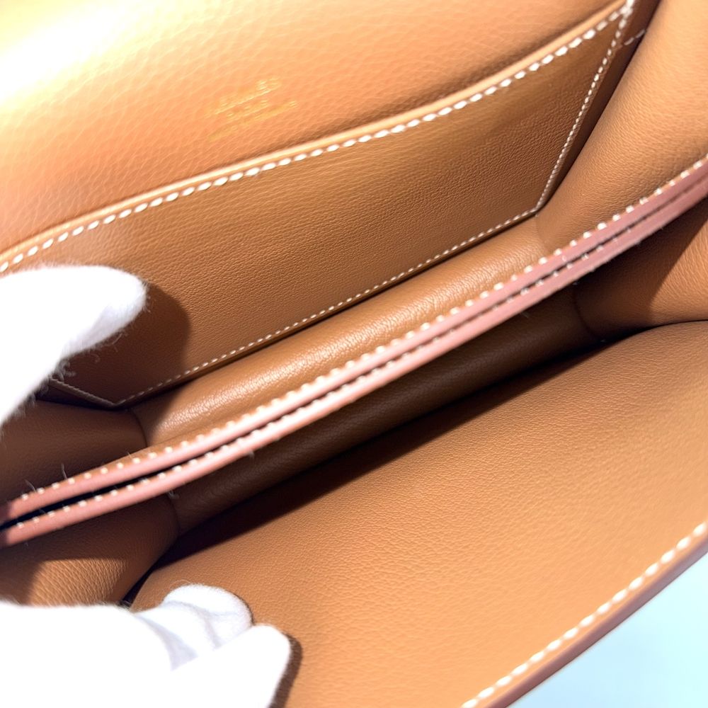 Hermes Shoulder Bag Roulis Sac Mini Crossbody Leather Brown Gold — view 4