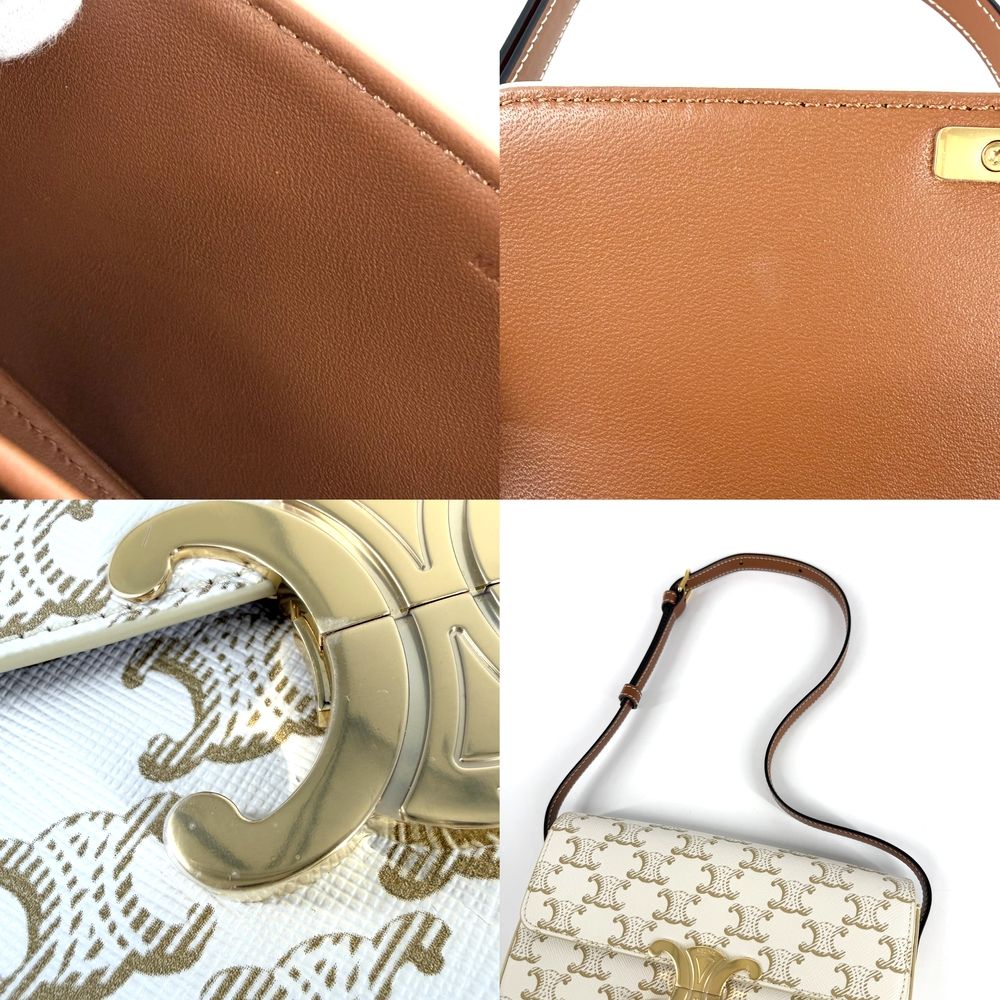 Celine Shoulder Bag Claude Triomphe White Gold — view 6