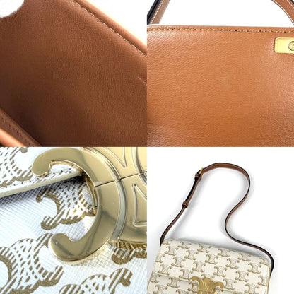 Celine Shoulder Bag Claude Triomphe White Gold — view 6