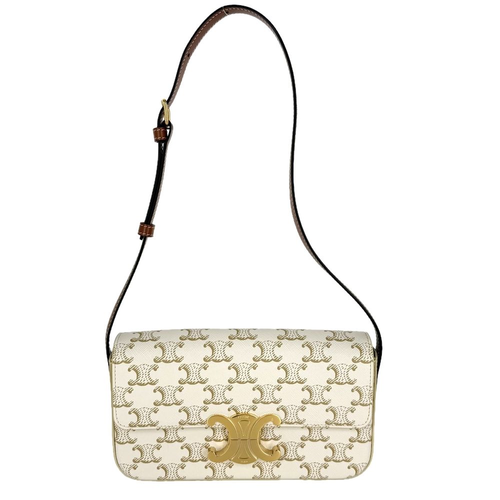 Celine Shoulder Bag Claude Triomphe White Gold
