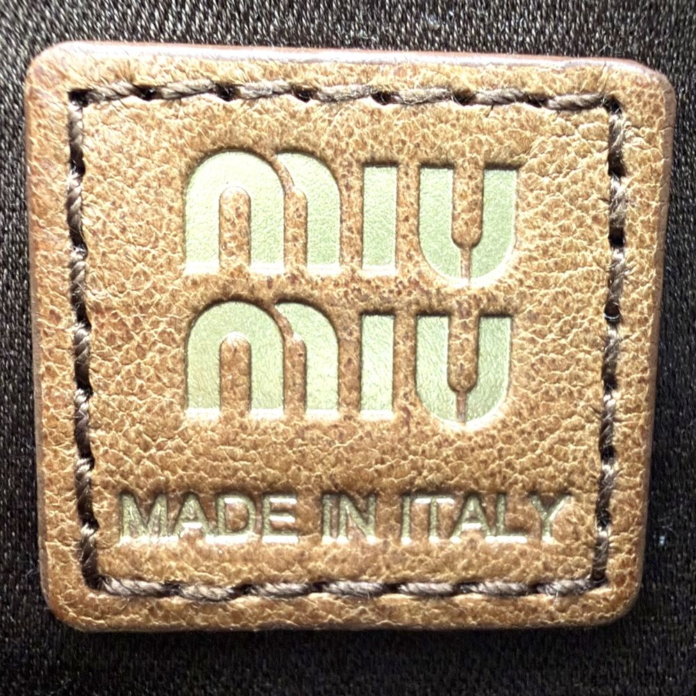 Miu Miu 2-Way Logo Hobo Shoulder Bag Leather Brown Gold — view 6