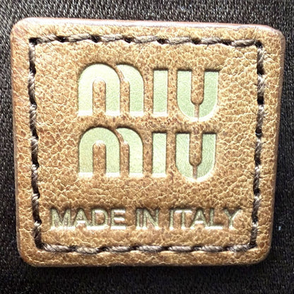 Miu Miu 2-Way Logo Hobo Shoulder Bag Leather Brown Gold — view 6