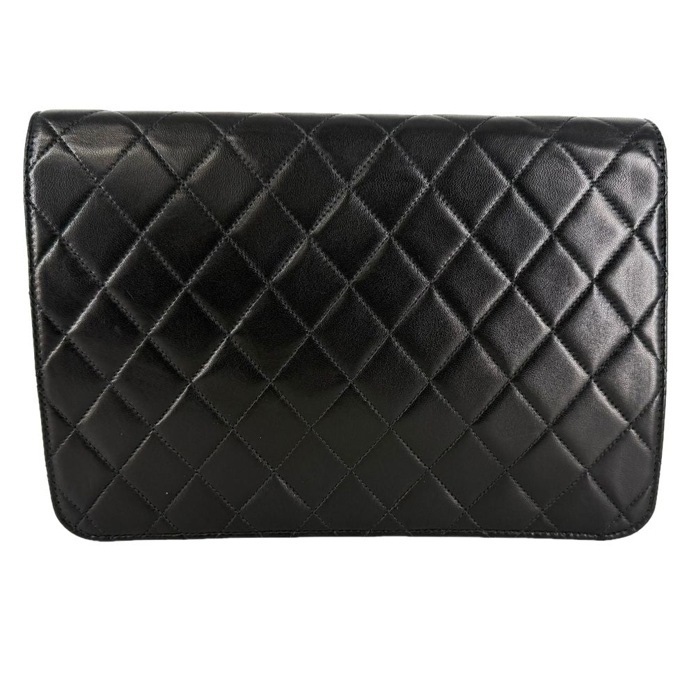 Chanel Shoulder Bag Quilted CC Logo Push Lock Crossbody Lambskin Black Gold — view 2