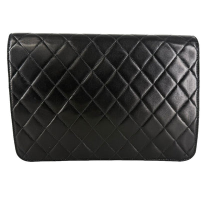 Chanel Shoulder Bag Quilted CC Logo Push Lock Crossbody Lambskin Black Gold — view 2