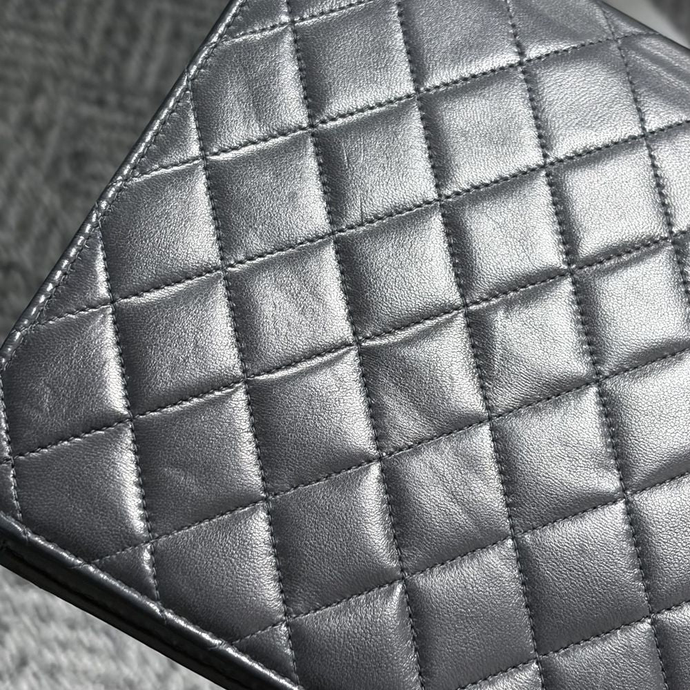 Chanel Shoulder Bag Quilted CC Logo Push Lock Crossbody Lambskin Black Gold — view 7