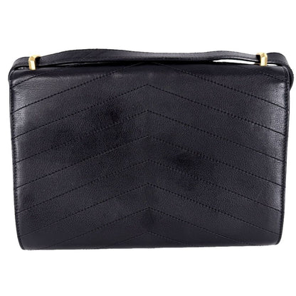 Chanel Shoulder Bag Chevron Chain CC Logo Crossbody Leather Black Gold — view 2