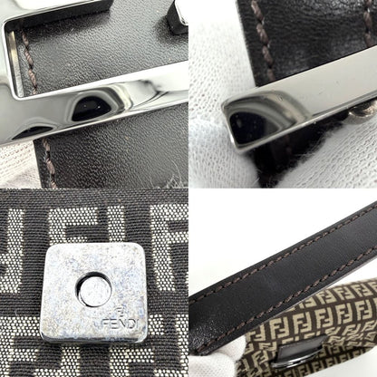 Fendi Handbag Zucchino Mini Mamma Baguette Shoulder Canvas Leather Brown Beige — view 6