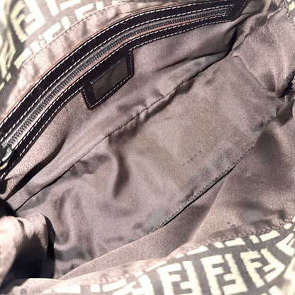 Fendi Handbag Zucchino Mini Mamma Baguette Shoulder Canvas Leather Brown Beige — view 4