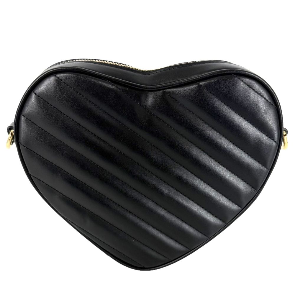 Gucci Shoulder Bag Interlocking G Heart Quilted Crossbody Leather Black Gold — view 2