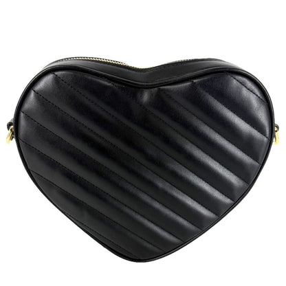 Gucci Shoulder Bag Interlocking G Heart Quilted Crossbody Leather Black Gold — view 2