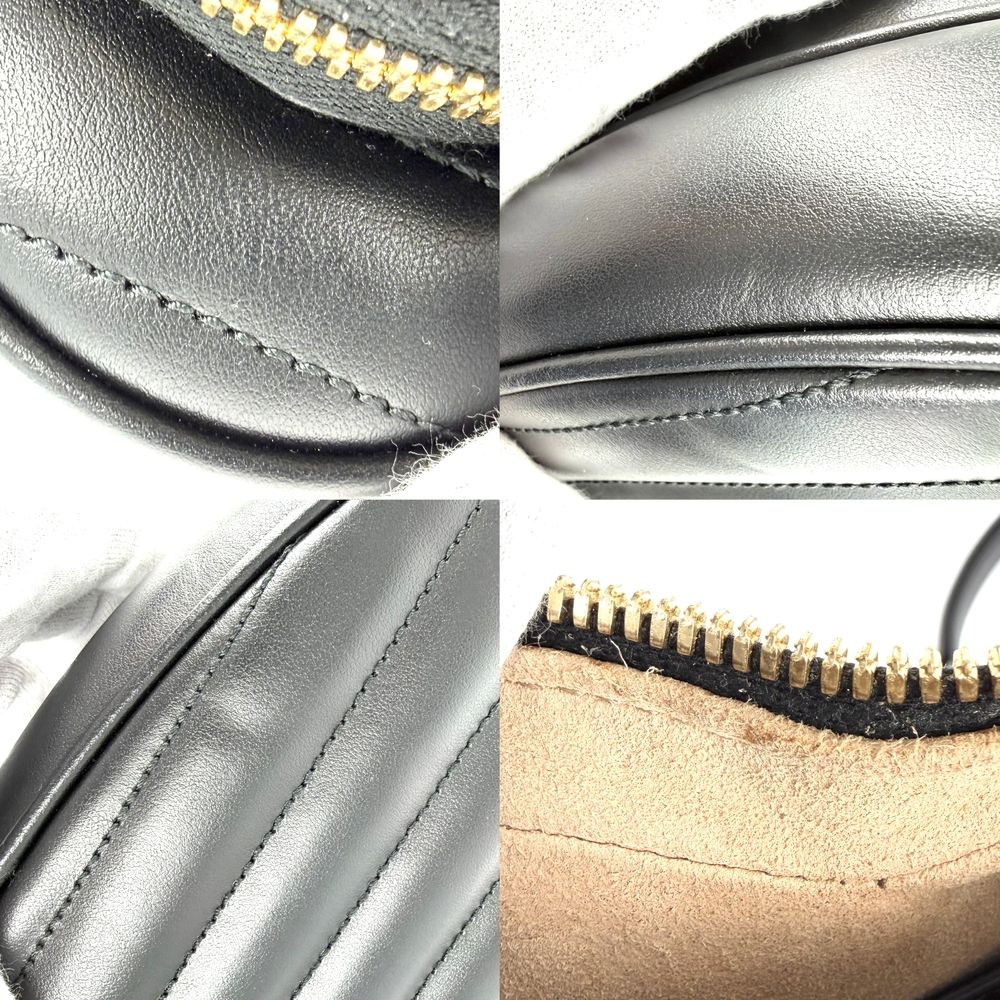 Gucci Shoulder Bag Interlocking G Heart Quilted Crossbody Leather Black Gold — view 6
