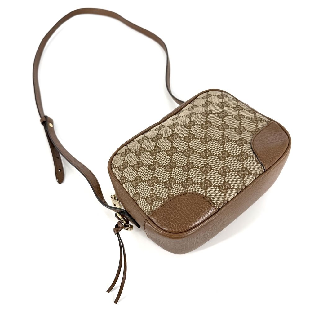 Gucci Shoulder Bag Crossbody GG Canvas Leather Beige Brown Gold — view 3