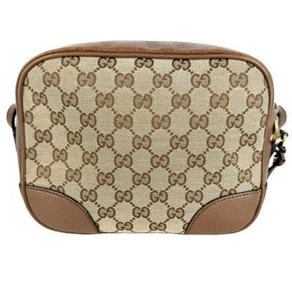Gucci Shoulder Bag Crossbody GG Canvas Leather Beige Brown Gold — view 2
