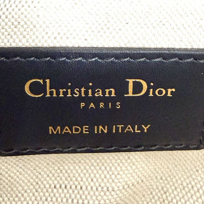 Dior 2-Way Oblique Saddle Bag Crossbody Canvas Leather Navy Beige Gold — view 5