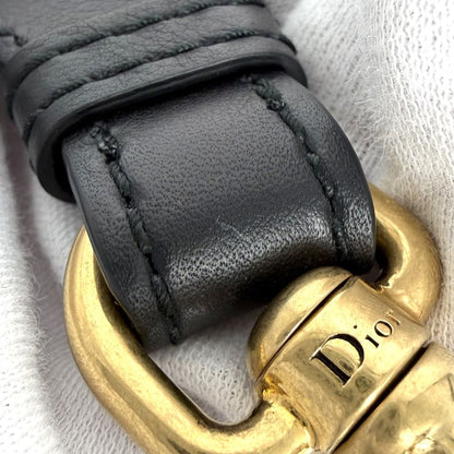 Dior 2-Way Oblique Saddle Bag Crossbody Canvas Leather Navy Beige Gold — view 8