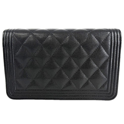 Chanel Chain Wallet Quilted Boy CC Logo Shoulder Bag Crossbody Boy Caviar — view 2