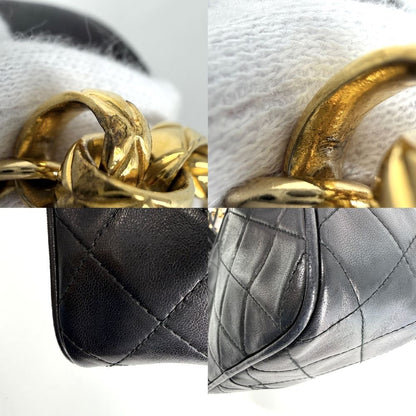 Chanel Shoulder Bag Fringe Quilted Chain CC Logo Crossbody Lambskin Black Gold — view 6