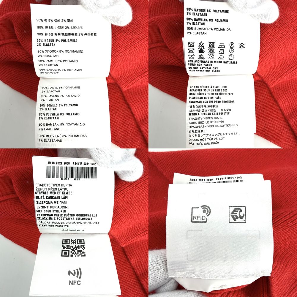 Prada Knit Logo Cropped Long Sleeve Top Red Cotton Polyamide Elastane Autumn 36 — view 4
