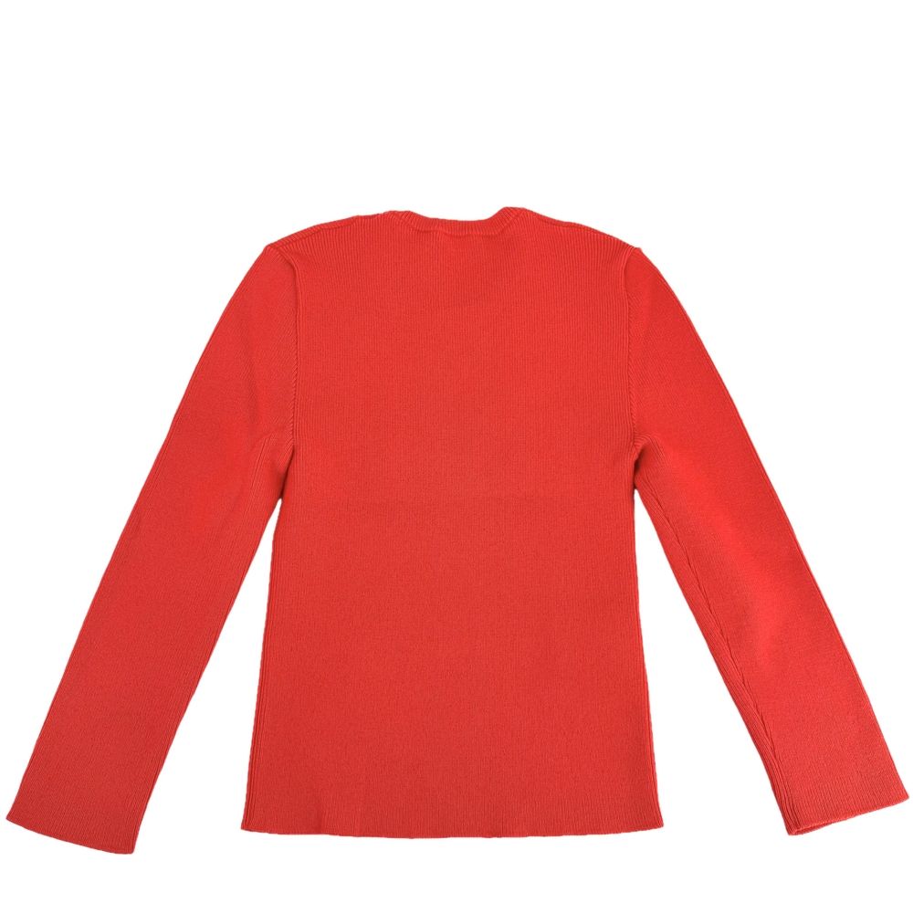 Prada Knit Logo Cropped Long Sleeve Top Red Cotton Polyamide Elastane Autumn 36 — view 2