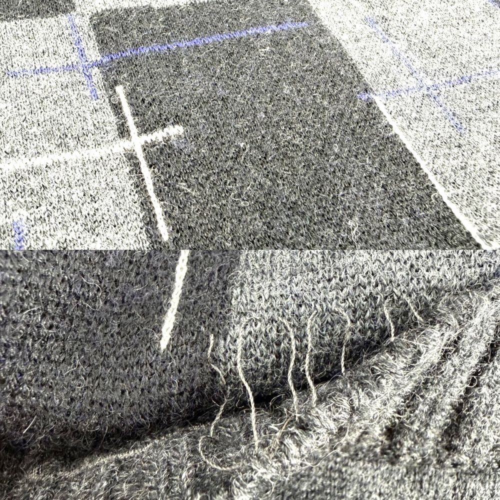 Chanel Dress Knit V-neck Check Black Gray Cashmere Wool Autumn Winter 34 — view 4