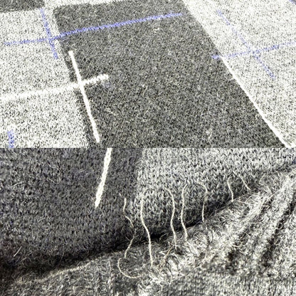 Chanel Dress Knit V-neck Check Black Gray Cashmere Wool Autumn Winter 34 — view 4