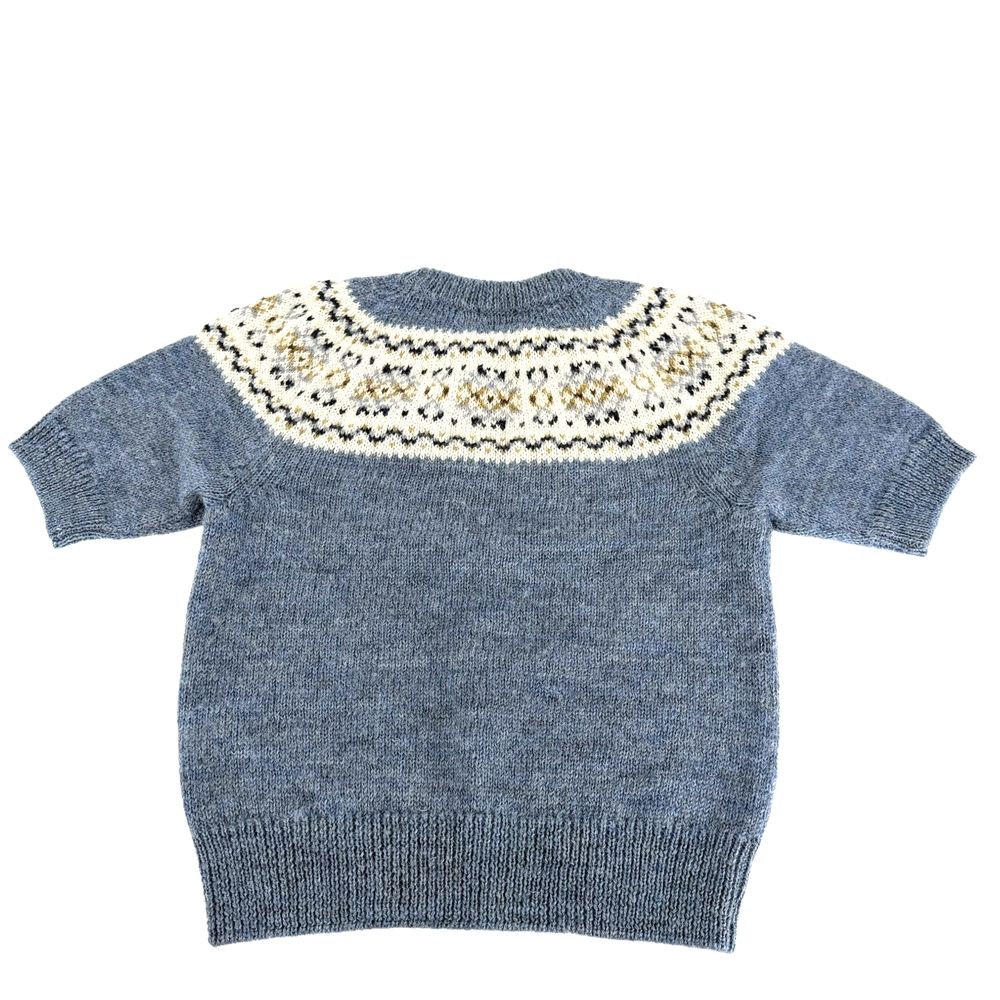 Celine Knit Fair Isle Pattern Top Blue White Wool Autumn Sweater XS — view 2