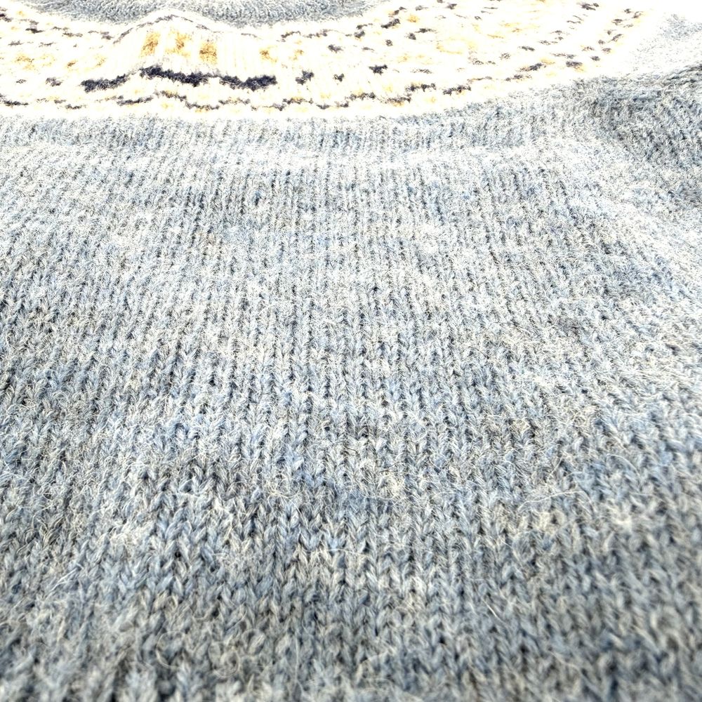 Celine Knit Fair Isle Pattern Top Blue White Wool Autumn Sweater XS — view 4